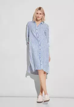 Платье-блузка STREET ONE, лен, синий