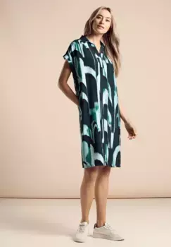 Платье-блузка STREET ONE с графическим узором, зеленый