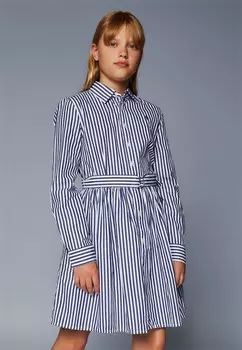 Платье-блузка STRIPED BELTED COTTON POPLIN SHIRTDRESS Ralph Lauren, синий