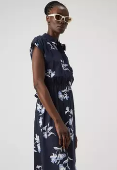 Платье-блузка VMNEWHALLIE LONG TIE DRESS Vero Moda, темно-синий