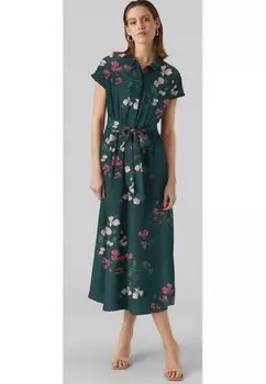 Платье-блузка VMNEWHALLIE TIE DRESS Vero Moda, темно-зеленый