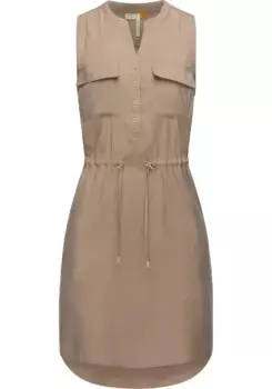 Платье-блузка в стиле Ragwear "Roissin", стильное летнее платье с завязками на бретельках, цвет Latte Macchiato