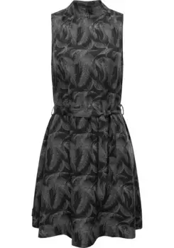 Платье-блузка в стиле рэгвир "Angyc Organic", летнее платье с высоким воротником и завязывающимся ремешком Ragwear, черный