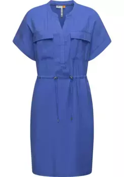 Платье-блузка в стиле рэгвир "Roisa", стильное летнее платье с завязками на бретельках Ragwear, синий