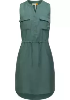 Платье-блузка в стиле рэгвир "Roissin", стильное летнее платье с завязками на бретельках Ragwear, зеленый