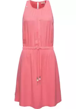 Платье-блузка в стиле рэгвир "Sanai", стильное летнее платье с игривыми деталями Ragwear, коралловый