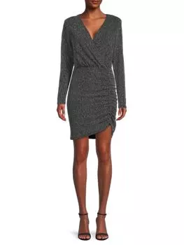 Платье - Блузон Betsey Johnson с эффектом металлика, серый / серебряный