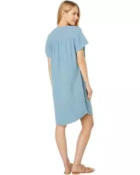 Платье bobi Los Angeles Beach Gauze Split-Neck Dress, цвет River