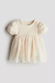 Платье-Боди с юбкой из тюля H&M, бежевый