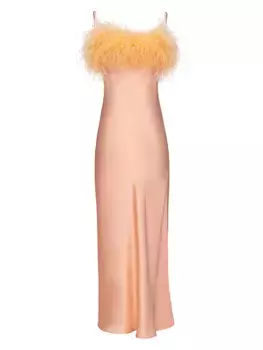 Платье Boheme с перьями Sleeper, светло-персиковый