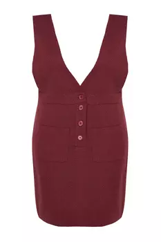 Платье больших размеров – бордовый – Jile Trendyol