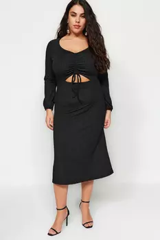 Платье больших размеров - Черное - А-силуэт Trendyol, черный