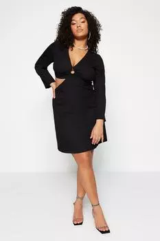 Платье больших размеров - Черное - А-силуэт Trendyol, черный