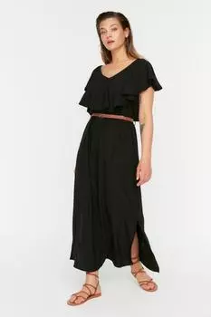 Платье больших размеров - Черное - А-силуэт Trendyol, черный