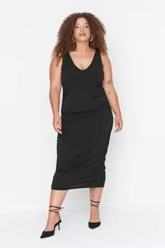 Платье больших размеров – черное – базовое Trendyol, черный