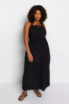 Платье больших размеров – черное – фигуристка Trendyol, черный