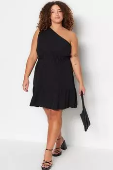 Платье больших размеров – черное – фигуристка Trendyol, черный