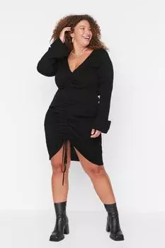 Платье больших размеров – черное – облегающее Trendyol, черный