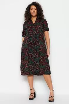 Платье больших размеров – Черное – Платье-рубашка Trendyol, черный