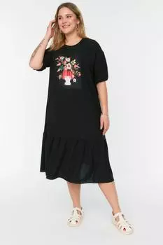 Платье больших размеров – черное – свободное платье Trendyol, черный