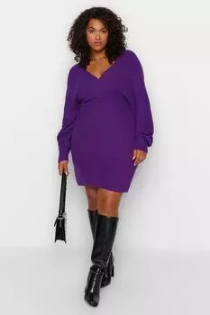 Платье больших размеров – фиолетовое – базовое Trendyol, фиолетовый