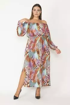 Платье больших размеров - Многоцветный - А-силуэт ans, разноцветный