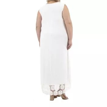 Платье больших размеров Nina Leonard, связанное крючком, с высоким и низким вырезом Nina Leonard