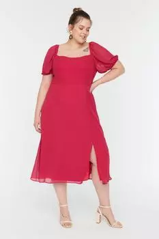 Платье больших размеров - Розовый - А-силуэт Trendyol, розовый