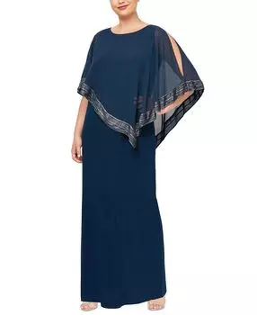 Платье больших размеров с асимметричным верхом SL Fashions, мульти