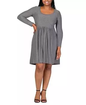 Платье больших размеров с длинными рукавами и длиной до колена 24seven Comfort Apparel, серый