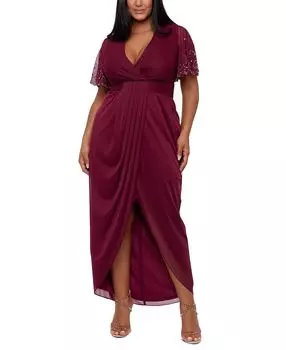 Платье больших размеров с искусственным запахом и украшением Betsy &amp; Adam