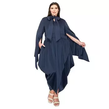 Платье больших размеров с карманом и подолом Tina Tulip L I V D, темно-синий