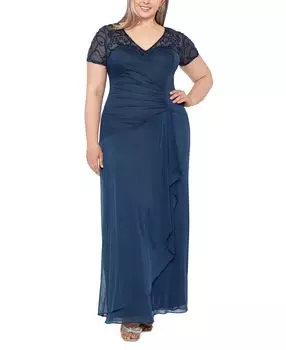 Платье больших размеров с отделкой бисером и рюшами по бокам XSCAPE