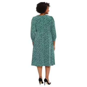 Платье больших размеров с расклешенным вырезом и вырезом «капля» в виде выреза и епископскими рукавами London Times London Times, темно-коричневый