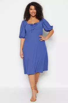 Платье больших размеров - Синий - А-силуэт Trendyol, синий