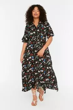 Платье больших размеров - Синий - А-силуэт Trendyol, синий