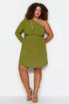 Платье больших размеров – зеленое – фигуристка Trendyol, зеленый