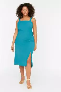 Платье больших размеров – зеленое – облегающее Trendyol, зеленый