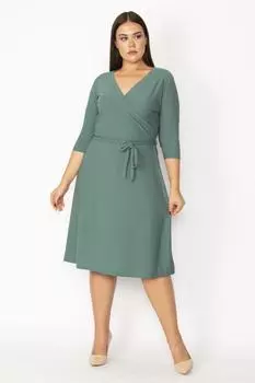 Платье больших размеров - Зеленый - А-силуэт ans