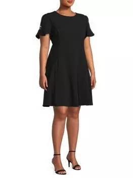 Платье большого размера с пышными рукавами и расклешенными рукавами DKNY Black