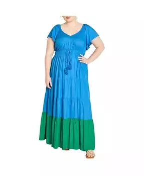 Платье большого размера в стиле поп-арт CITY CHIC, синий