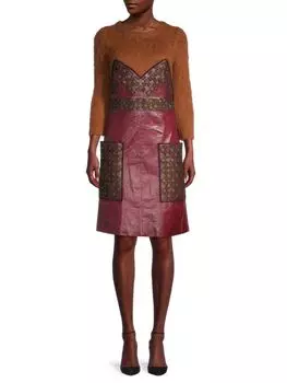 Платье Bottega Veneta из кожи Ягненка и искусственного меха, красный