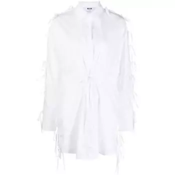 Платье bow-embellished cotton shirtdress Msgm, белый