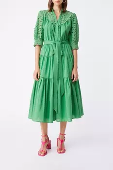 Платье Broderie с рукавами средней длины Suncoo, зеленый