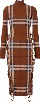 Платье Burberry Check Stretch Side-Tie Dress 'Dark Birch Brown', коричневый