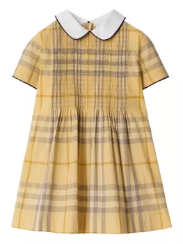 Платье Burberry Kids из хлопка с принтом в клетку, нейтральный