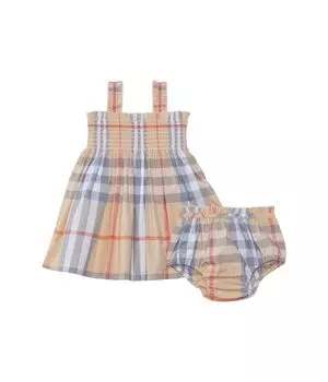 Платье Burberry Kids Tegan Check Dress, цвет Pale Stone IP Check