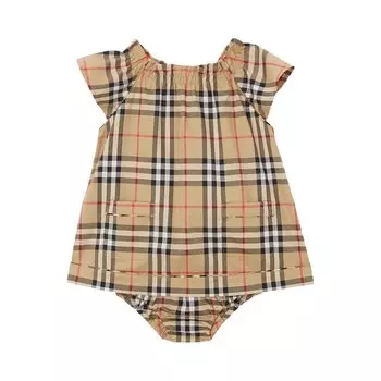 Платье Burberry Kids Vintage Check Dress With Bloomers, бежевый