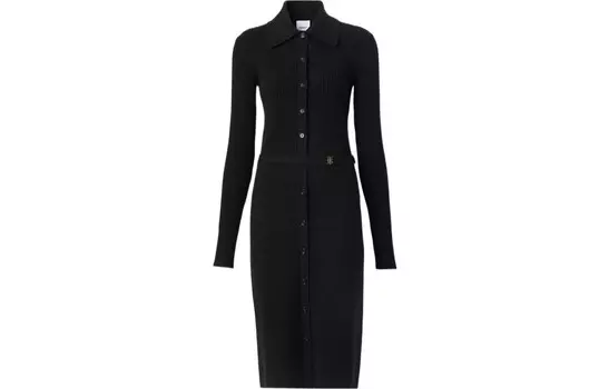Платье Burberry с длинными рукавами, черный