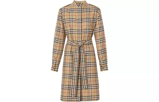 Платье Burberry с длинными рукавами, хаки